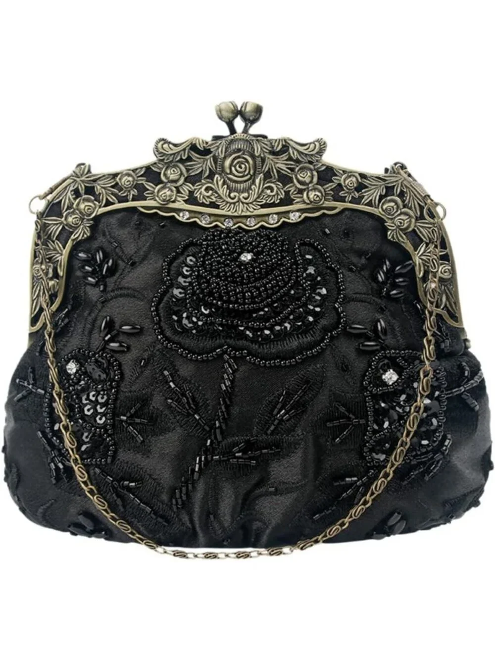 Vintage Beaded Sequin Flower Evening Clutch | Wedding & Prom Party Handbag